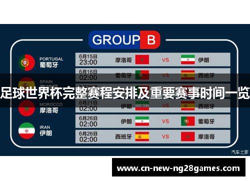 足球世界杯完整赛程安排及重要赛事时间一览